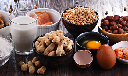Collection of foods associated with food allergens