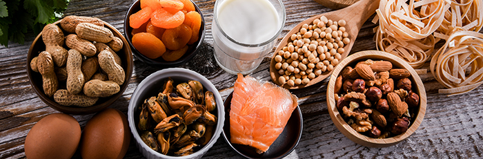 Selection of common foods related to allergies