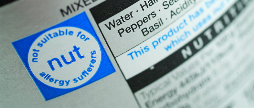 Food product nutrition label on packaging