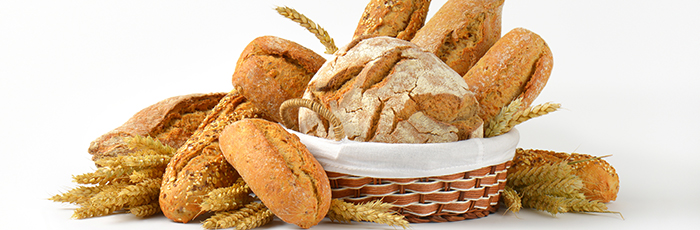 Bread selection on white background