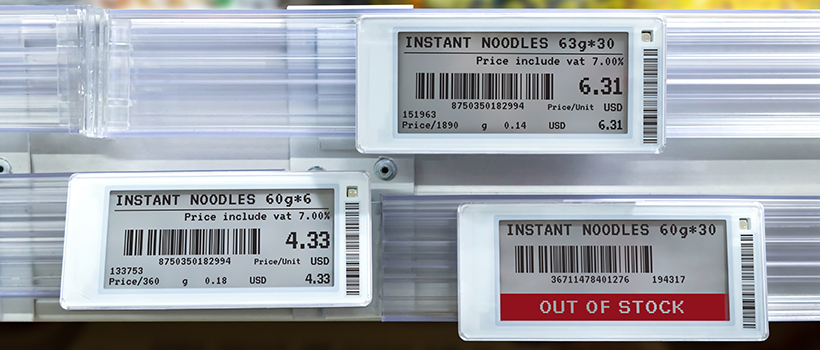 Electronic shelf labels in supermarket