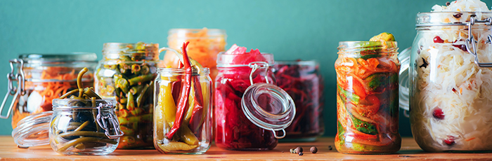 Food fermenting in jars
