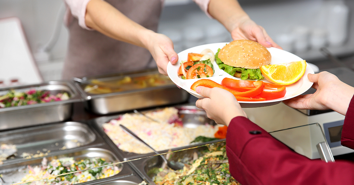 Food being served at school cafeteria