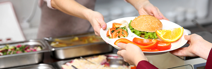 Food being served at school cafeteria