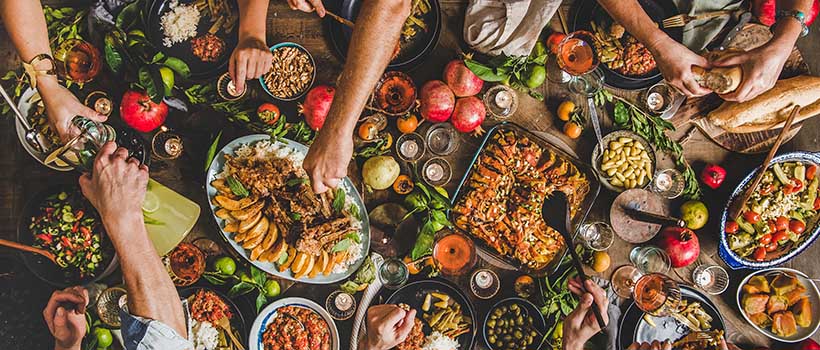 People sharing food cuisine