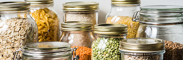 Glass jars containing ingredients