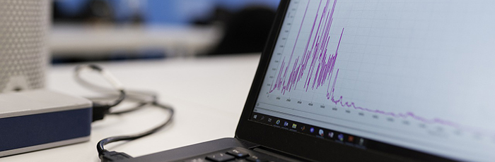 Laptop screen showing graph
