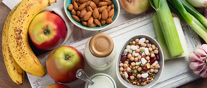 Probiotic foods on table