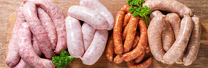 Selection of raw sausages