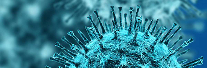 Coronavirus graphic in blue