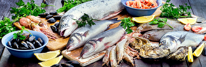 Selection of fish and seafood