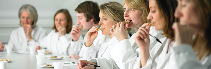 Sensory panel analysing biscuit product