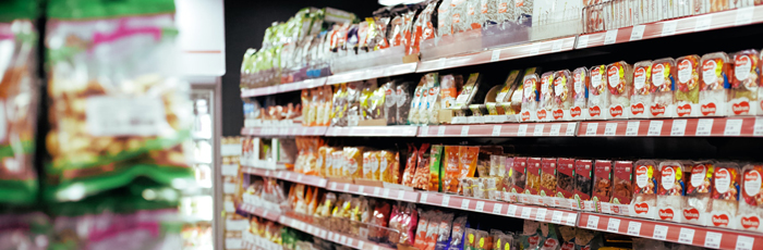 supermarket shelves