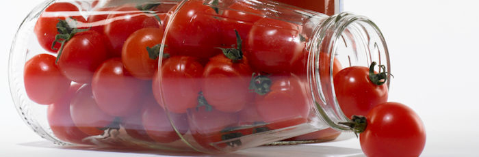 Cherry tomatoes in a glass jar