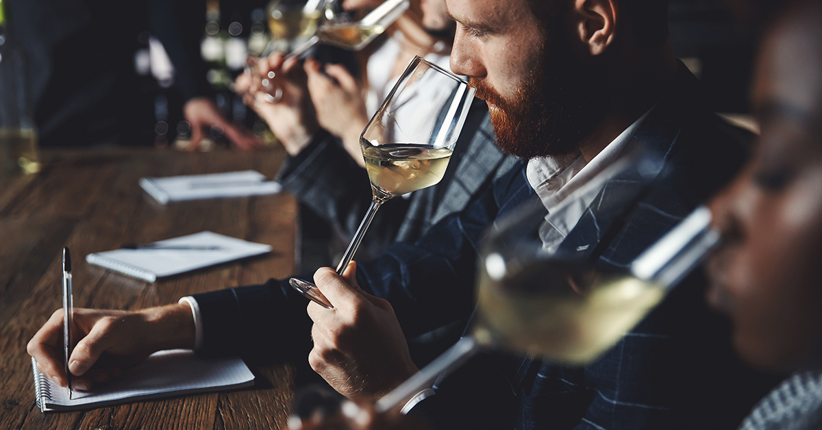 Wine sensory panel tasting wine