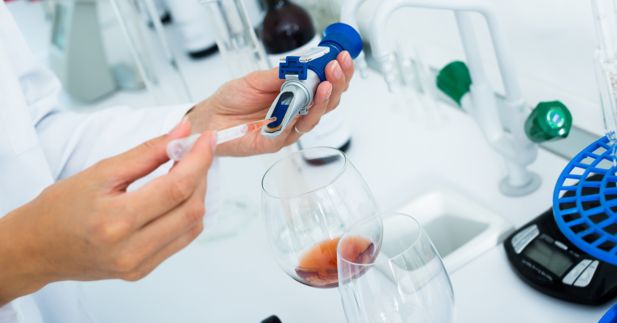 Wine being tested in a laboratory