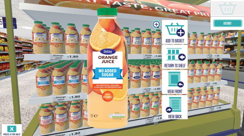 Virtual reality orange juice display