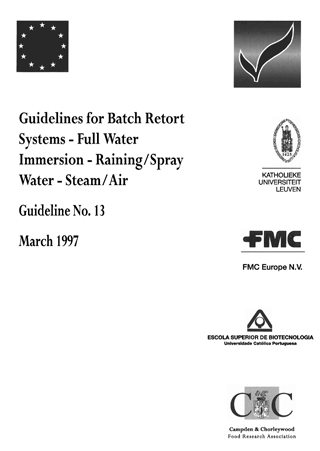 Cover for G13 Guidelines for batch retort systems - full water immersion - raining/spray water - steam/air
