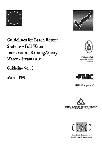 Cover for G13 Guidelines for batch retort systems - full water immersion - raining/spray water - steam/air