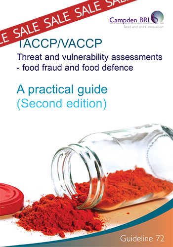 Cover for G72/2 TACCP/VACCP Threat and vulnerability assessments - food fraud and food defence a practical guide