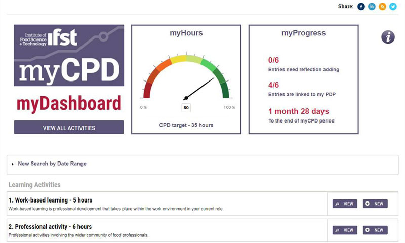 The my CPD screen